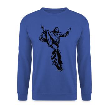 Jésus - Sweat-shirt Unisexe - bleu royal - Devant - Alina (178cm) & Michal (187cm)