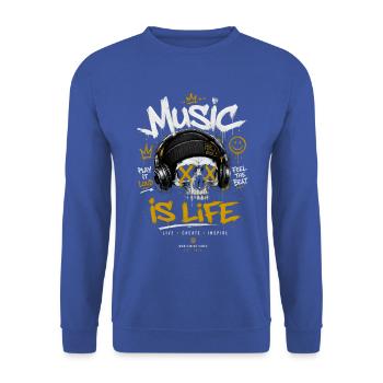 Music is Life Skull Graffiti dj disco dance - Unisex Sweatshirt - royal blue - Front - Alina (178cm) & Michal (187cm)