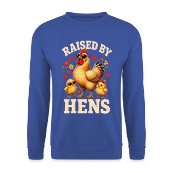 RAISED BY HENS - Unisex Pullover - Royalblau - Vorne - Alina (178cm) & Michal (187cm)