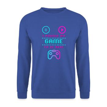 J’ai mis mon jeu en pause pour être ici Design - Sweat-shirt Unisexe - bleu royal - Devant - Alina (178cm) & Michal (187cm)