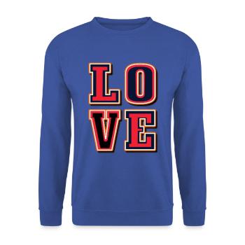 Love, Liebe, Amore T-Shirt für Mann und Frauen - Unisex Pullover - Royalblau - Vorne - Alina (178cm) & Michal (187cm)