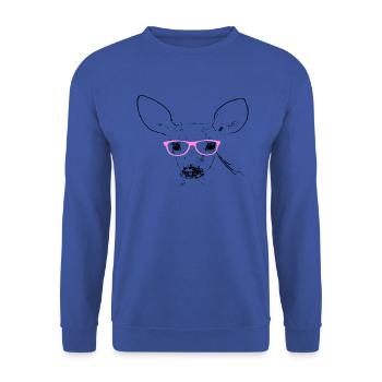Reh mit Brille - Unisex Pullover - Royalblau - Vorne - Alina (178cm) & Michal (187cm)