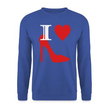 I love shoes - Unisex Pullover - Royalblau - Vorne - Alina (178cm) & Michal (187cm)