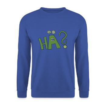 Hä? - Unisex Pullover - Royalblau - Vorne - Alina (178cm) & Michal (187cm)