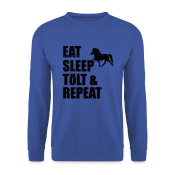 Icelandic Horse: Islandpferd Pferd Pony Merch - Unisex Pullover - Royalblau - Vorne - Alina (178cm) & Michal (187cm)