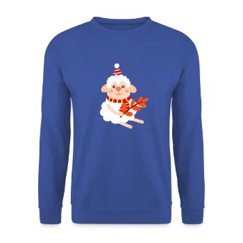 Christmas sheep- Schafs Motiv - Unisex Pullover - Royalblau - Vorne - Alina (178cm) & Michal (187cm)