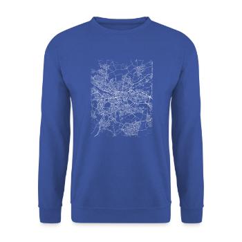 Minimaler Glasgow Stadtplan und Straßen - Unisex Pullover - Royalblau - Vorne - Alina (178cm) & Michal (187cm)
