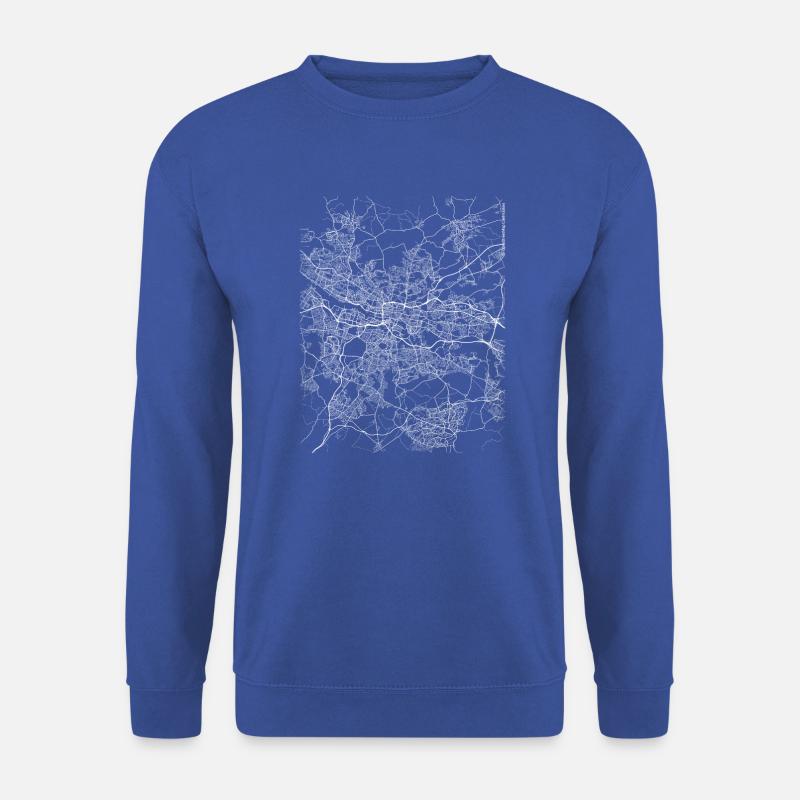 Minimaler Glasgow Stadtplan und Straßen - Unisex Pullover - Royalblau