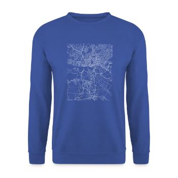 Minimaler Hamburger Stadtplan und Straßen - Unisex Pullover - Royalblau - Vorne - Alina (178cm) & Michal (187cm)