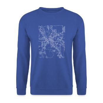 Minimaler Mannheimer Stadtplan und Straßen - Unisex Pullover - Royalblau - Vorne - Alina (178cm) & Michal (187cm)