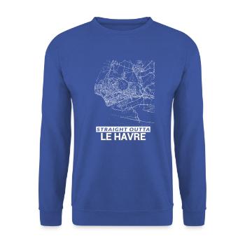 Straight Outta Le Havre city map and streets - Unisex Sweatshirt - royal blue - Front - Alina (178cm) & Michal (187cm)