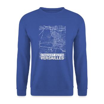 Straight Outta Versailles Stadtplan und Straßen - Unisex Pullover - Royalblau - Vorne - Alina (178cm) & Michal (187cm)