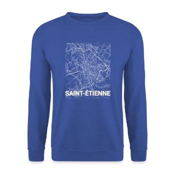 Saint-Étienne Stadtplan und Straßen - Unisex Pullover - Royalblau - Vorne - Alina (178cm) & Michal (187cm)