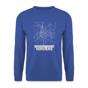 Straight Outta Verviers city map and streets - Unisex Sweatshirt - royal blue - Front - Alina (178cm) & Michal (187cm)