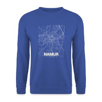 Carte de la ville et rues de Namur - Sweat-shirt Unisexe - bleu royal - Devant - Alina (178cm) & Michal (187cm)