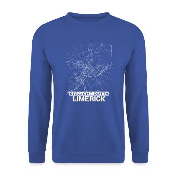 Straight Outta Limerick city map and streets - Unisex Sweatshirt - royal blue - Front - Alina (178cm) & Michal (187cm)