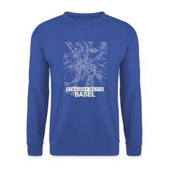 Straight Outta Basel city map and streets - Unisex Sweatshirt - royal blue - Front - Alina (178cm) & Michal (187cm)