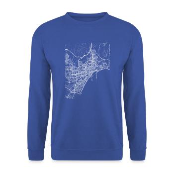 Plan et rues de la ville de Málaga - Sweat-shirt Unisexe - bleu royal - Devant - Alina (178cm) & Michal (187cm)