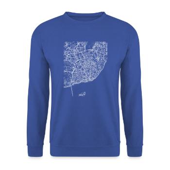 Plan minimal de la ville de Lisbonne et rues - Sweat-shirt Unisexe - bleu royal - Devant - Alina (178cm) & Michal (187cm)