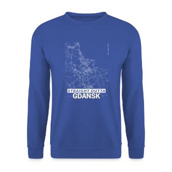 Straight Outta Gdansk Stadtplan und Straßen - Unisex Pullover - Royalblau - Vorne - Alina (178cm) & Michal (187cm)