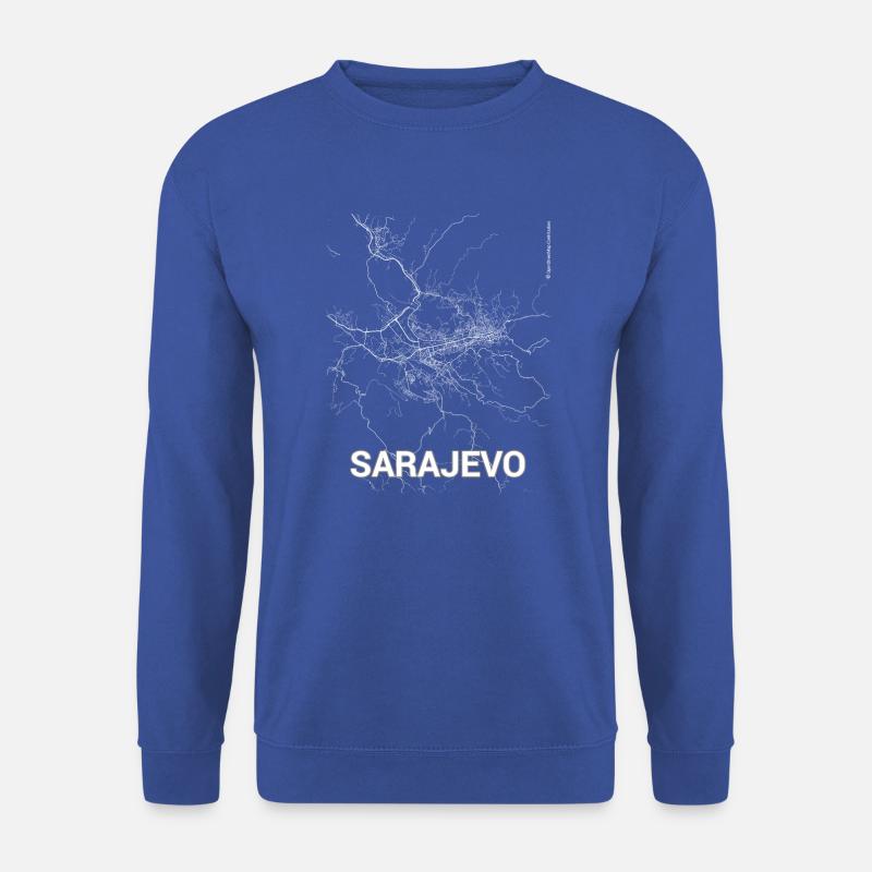 Sarajevo Stadtplan und Straßen - Unisex Pullover - Royalblau
