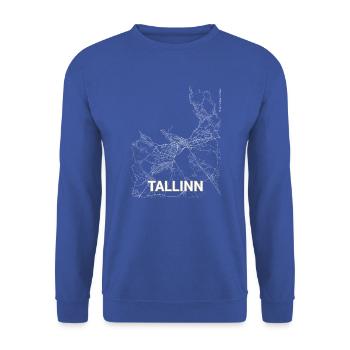 Tallinn Stadtplan und Straßen - Unisex Pullover - Royalblau - Vorne - Alina (178cm) & Michal (187cm)