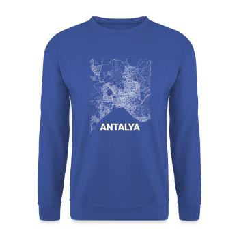 Antalya Stadtplan und Straßen - Unisex Pullover - Royalblau - Vorne - Alina (178cm) & Michal (187cm)