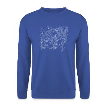 Minimaler Stadtplan von Helsinki und Straßen - Unisex Pullover - Royalblau - Vorne - Alina (178cm) & Michal (187cm)