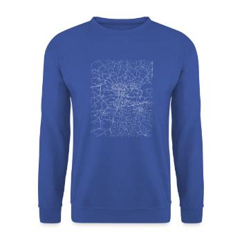 Minimaler Krakauer Stadtplan und Straßen - Unisex Pullover - Royalblau - Vorne - Alina (178cm) & Michal (187cm)