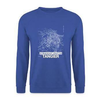 Straight Outta Tangier city map and streets - Unisex Sweatshirt - royal blue - Front - Alina (178cm) & Michal (187cm)