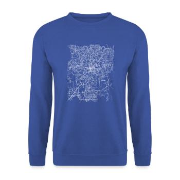 Minimal Orlando Stadtplan und Straßen - Unisex Pullover - Royalblau - Vorne - Alina (178cm) & Michal (187cm)