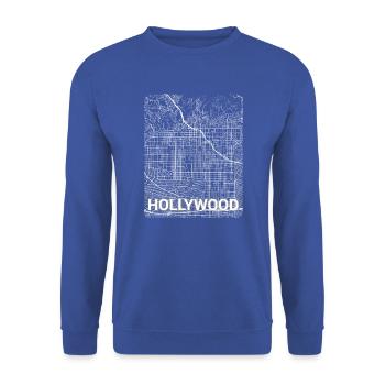 Hollywood Stadtplan und Straßen - Unisex Pullover - Royalblau - Vorne - Alina (178cm) & Michal (187cm)