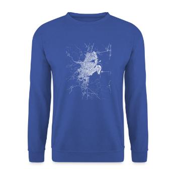 Minimal Cali Stadtplan und Straßen - Unisex Pullover - Royalblau - Vorne - Alina (178cm) & Michal (187cm)