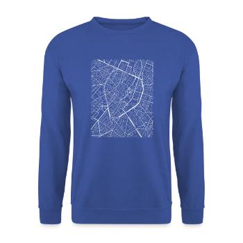 Minimal Brussels center city map and streets - Unisex Sweatshirt - royal blue - Front - Alina (178cm) & Michal (187cm)