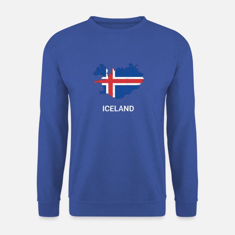 Island (Insel) Landkarte & Flagge - Unisex Pullover - Royalblau