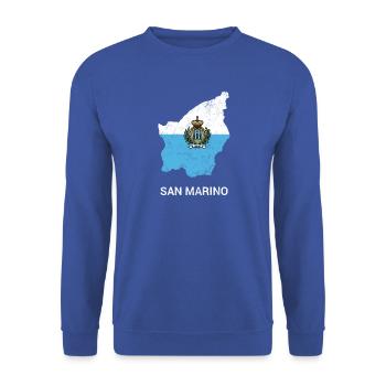 San Marino Landkarte & Flagge - Unisex Pullover - Royalblau - Vorne - Alina (178cm) & Michal (187cm)