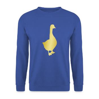 Gold Golden Gans Goose Ges - Unisex Pullover - Royalblau - Vorne - Alina (178cm) & Michal (187cm)