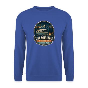 Sterne an - Alltag aus - Unisex Pullover - Royalblau - Vorne - Alina (178cm) & Michal (187cm)