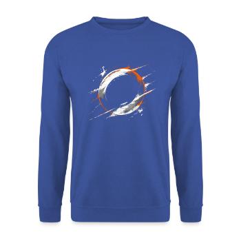 Orangene Enso-Splash-Kreis - Unisex Pullover - Royalblau - Vorne - Alina (178cm) & Michal (187cm)