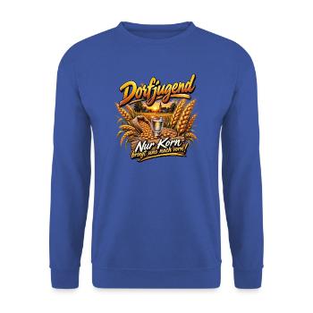 Landjugend , Dorfkind , Weizenkorn , Korn Trinker - Unisex Pullover - Royalblau - Vorne - Alina (178cm) & Michal (187cm)