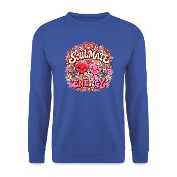 Soulmate Energy – Süße Herzfreunde - Unisex Pullover - Royalblau - Vorne - Alina (178cm) & Michal (187cm)