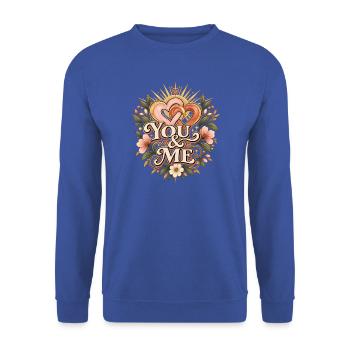 You & Me – Verbundene Herzen - Unisex Pullover - Royalblau - Vorne - Alina (178cm) & Michal (187cm)