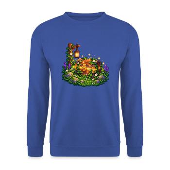 Glühende Schatztruhe im Gartenwald - Unisex Pullover - Royalblau - Vorne - Alina (178cm) & Michal (187cm)