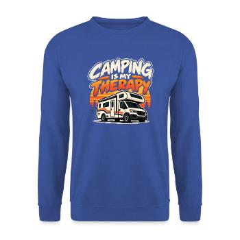 Camping Is My Therapy – Wohnmobil Camper - Unisex Pullover - Royalblau - Vorne - Alina (178cm) & Michal (187cm)