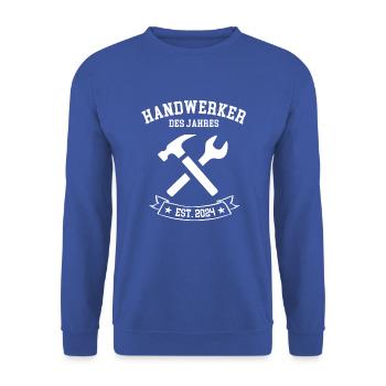 Handwerker Des Jahres 2024 Abschluss Meister Azubi - Unisex Pullover - Royalblau - Vorne - Alina (178cm) & Michal (187cm)