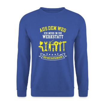 Werkstatt Mechatroniker Auto Mechaniker Schrauber - Unisex Pullover - Royalblau - Vorne - Alina (178cm) & Michal (187cm)