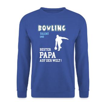 Bowling Bester Papa Vater Vatertag Geburtstag - Unisex Pullover - Royalblau - Vorne - Alina (178cm) & Michal (187cm)