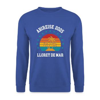 Abireise Lloret de Mar 2025 Abifahrt Klassenreise - Unisex Pullover - Royalblau - Vorne - Alina (178cm) & Michal (187cm)