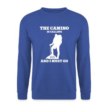 Pilgern 2025 Pilger Reise Jakobsweg Camino Tour - Unisex Pullover - Royalblau - Vorne - Alina (178cm) & Michal (187cm)