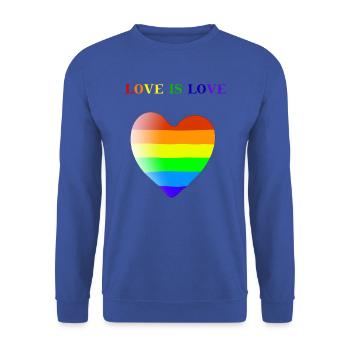 Idée cadeau coeur arc-en-ciel LGBT L'amour c'est l'amour - Sweat-shirt Unisexe - bleu royal - Devant - Alina (178cm) & Michal (187cm)